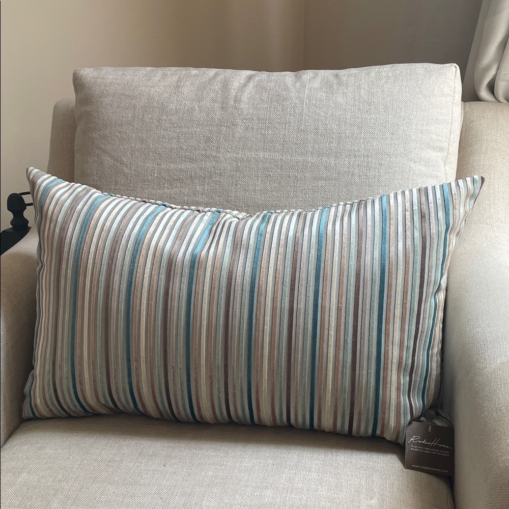 ISO Rodeo Home Striped Blue Green Brown Tan Pillow